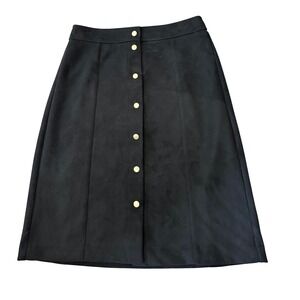 LOFT outlet Black Faux suede button front skirt, size 6